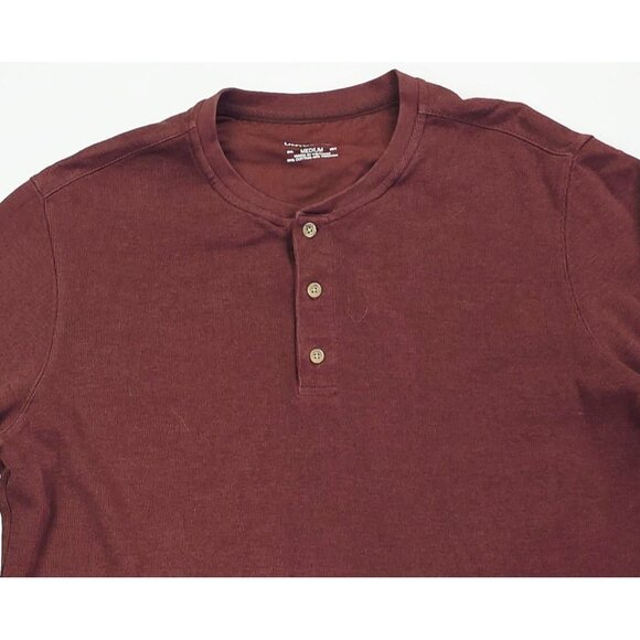 Untuckit Size Medium Mens Chocolate Brown Long Sleeve Pullover Logo Tag Henley - Picture 10 of 10